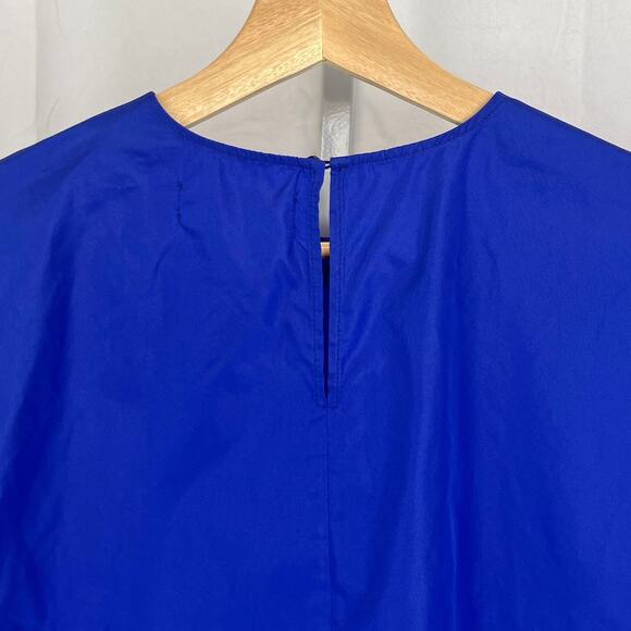 PSOPHIA Vasquez de Castro Taffeta Peplum Ruffle Hem Top Cap Sleeve Cobalt Blue S - Picture 8 of 11